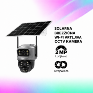 Profesionalna solarna Wi-Fi varnostna kamera z dvojno lečo, IP66 in 2 MP